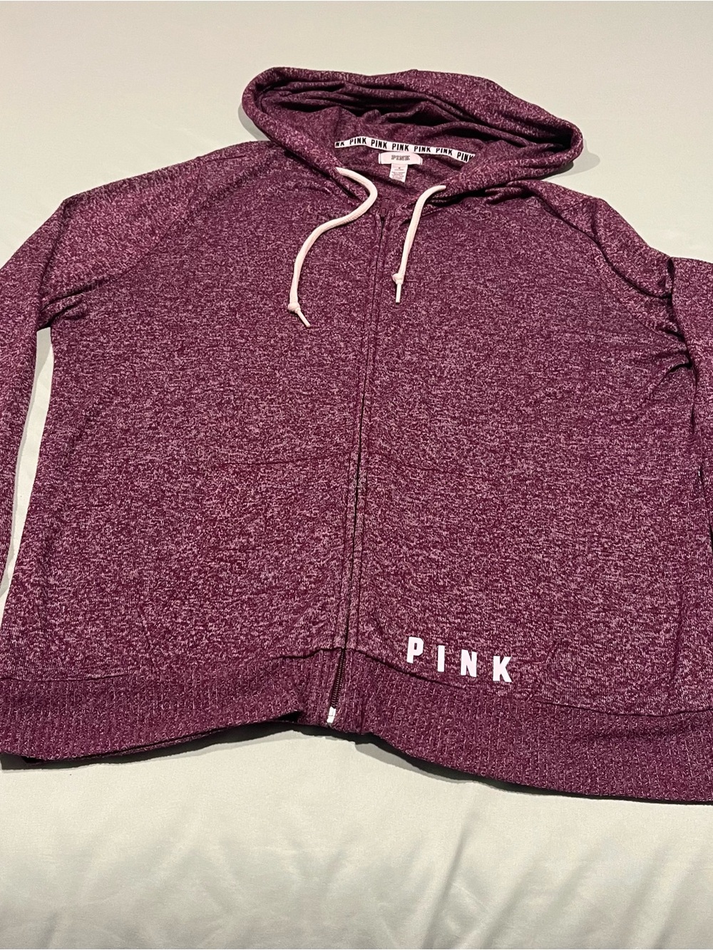 Victoria's Secret Pink zip-up hoodie burgundy, Med